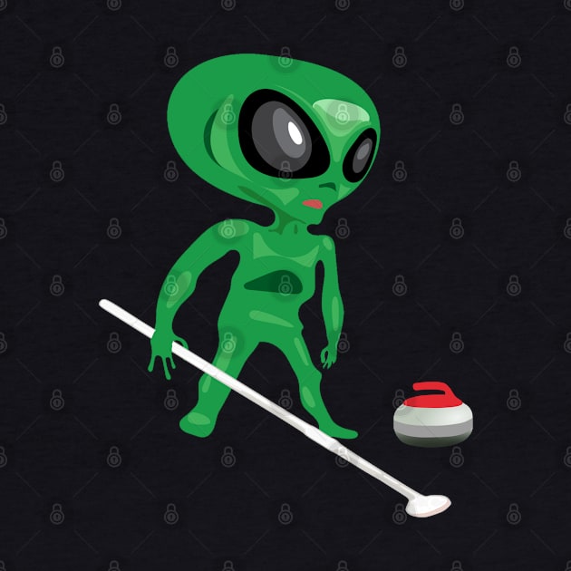 Curling Alien Funny Wintersport by pbng80